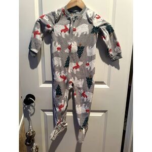 Carter's Unisex Christmas Zipper Style Ounsie with Closed Feet Size 3T